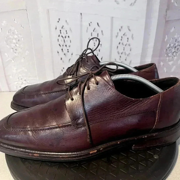 Cole Haan Derby Dress Shoes Mens Size 11 Brown Lace Up Leather Square Apron Toe - Picture 2 of 8